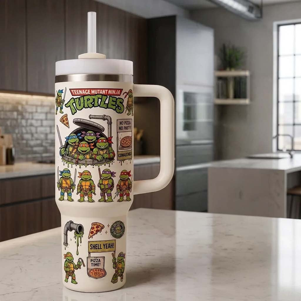 Teenage Mutant Ninja Turtles Tumbler 2026 Pizza Time Travel Cup TMNT Merch Gift For Fans - Merchluma