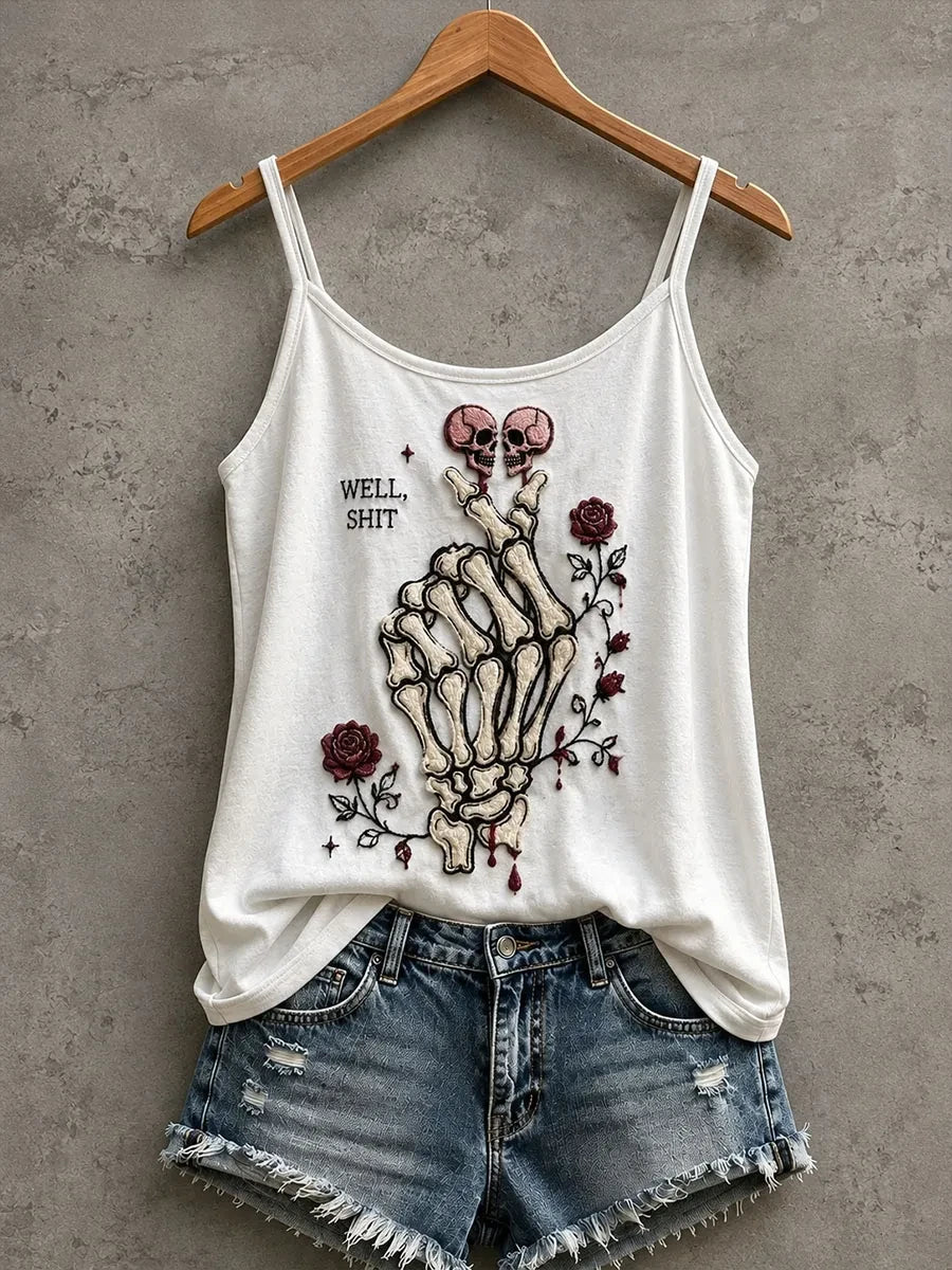 Well Shit Skeleton Tank Top Skeleton Halloween Clothes Birthday Ideas For Wife - Merchluma