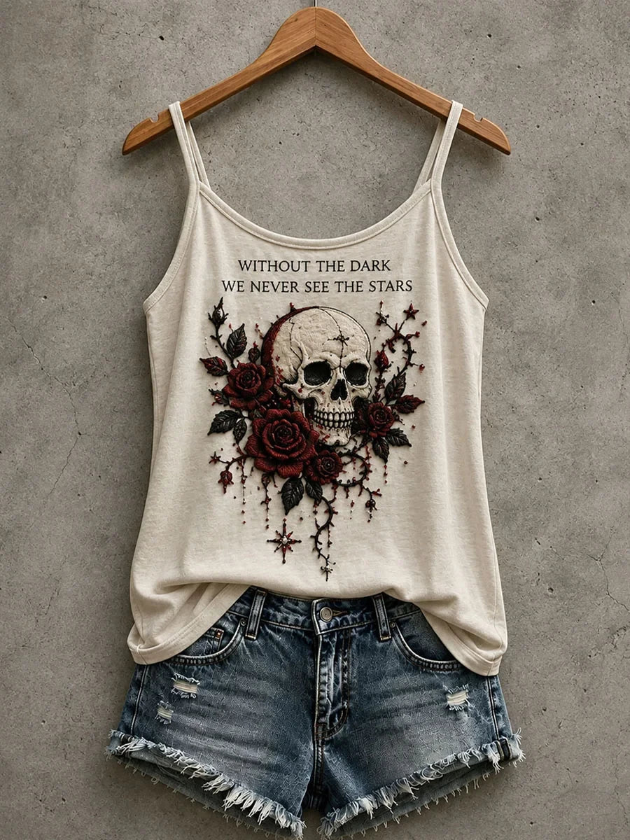 Without The Dark We Never See The Stars Tank Top Gothic Skull Clothes Halloween Wedding Gifts - Merchluma