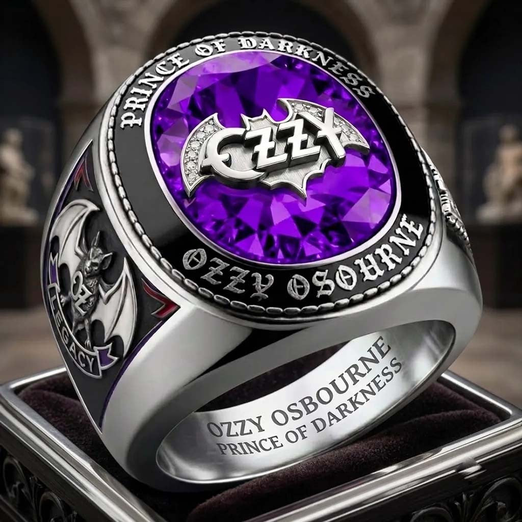 Ozzy Osbourne Bat Logo Ring Prince Of Darkness Ring Ozzy Osbourne Merch Gift For Fans - Merchluma