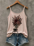Skeleton Hand Holding Flowers Tank Top Floral Skeleton Clothing Spooky Apparel For Her - Merchluma