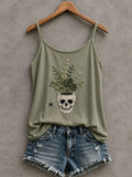 Skull Planter With Spider Tank Top Halloween Spooky Clothing Best Women Halloween Outfit - Merchluma
