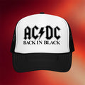 AC DC Merch 2026 Back In Black Logo Trucker Hat Best Gifts For Rock Band Fans - Merchluma