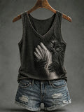 Black Cat Biting Hand Tank Top Cat Halloween Merch Clothing For Spooky Lovers - Merchluma