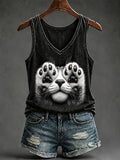 Cute Cat Paw Print Tank Top Cat Lover Apparel Birthday Presents For Her - Merchluma