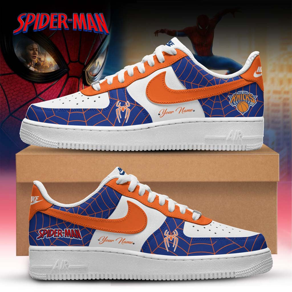 Personalised Spider-Man Brand New Day x New York Knicks Crossover Sneakers Fan Merch 2026 - Merchluma