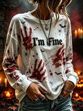 Im Fine Bloody Long Sleeve Shirt Halloween Spooky Zombie Apparel Gift For Her - Merchluma