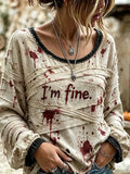 Im Fine Long Sleeve Shirt Halloween Lover Merch Useful Gifts For Wife - Merchluma