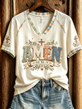 Amen So Be It V-Neck Shirt Floral Faith Based Apparel Gifts For Christian Women - Merchluma