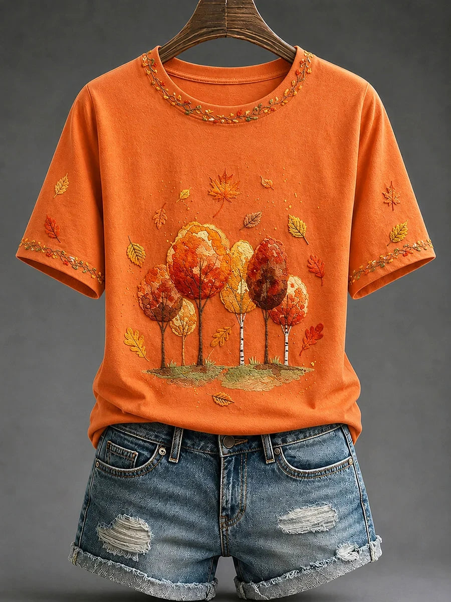 Autumn Forest Birch Trees Leaves T-Shirt Autumn Leaves Tee Unique Gifts For Wife - Merchluma