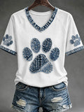 Dog Paw V-Neck Shirt Cute Trendy Apparel Birthday Gift For Dog Lovers - Merchluma