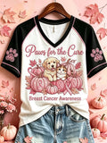 Paws For The Cure Breast Cancer Awareness Dog Cat V-Neck Shirt Cute Fall Apparel Mom Gifts - Merchluma