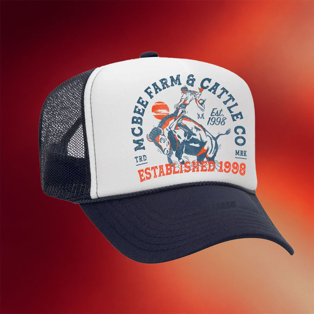 MCBEE Farms Merch 2026 Buffalo Rider Foam Trucker Hat Father's Day Gift For Husband - Merchluma