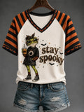 Spooky Babe Frog V-Neck Shirt Trendy Halloween Apparel Best Gift For Sisters - Merchluma