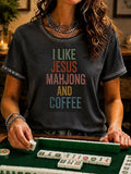 I Like Jesus Mahjong And Coffee T-Shirt Religious Game Merch Unique Gift For Women - Merchluma