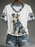 Terrier Dog V-Neck Shirt White Cute Animal Apparel Gift For Terrier Dog Lovers - Merchluma