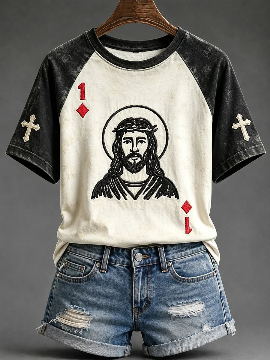Jesus Playing Card T-Shirt Religious Symbol Shirt Present For Jesus Lovers - Merchluma