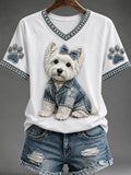 West Highland Terrier Dog V-Neck Shirt White Cute Animal Apparel Gift For Dog Lovers - Merchluma