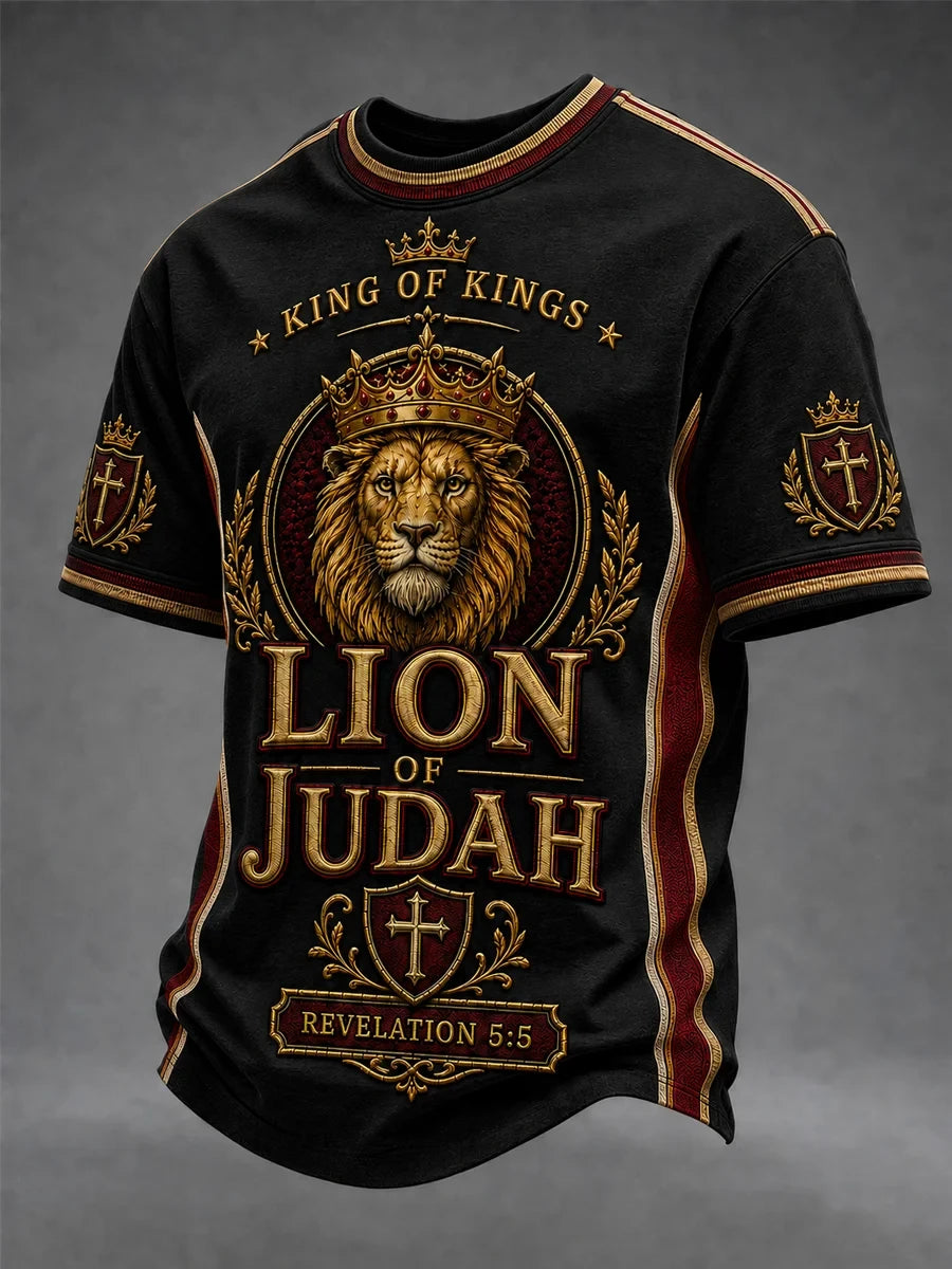 King Of Kings Lion Of Judah T-Shirt Religious Lion Tee Best Gifts For Dad - Merchluma