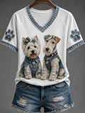 Westie Fox Terrier V-Neck Shirt West Highland White Terrier Shirts Present For Dog Lovers - Merchluma