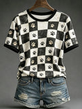 Paw Checkered Pattern T-Shirt Paw Shirt Spooky Outfits Ideas For Her - Merchluma