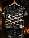 Spiders And Webs Mummy Wrap T-Shirt Halloween Spooky Tee Present For Wife - Merchluma