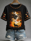 Fox In Autumn Forest T-Shirt Autumn Forest Merch Present For Halloween Lovers - Merchluma