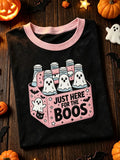 Just Here For The Boos T-Shirt Halloween Spooky Merch Cozy Halloween Clothes - Merchluma