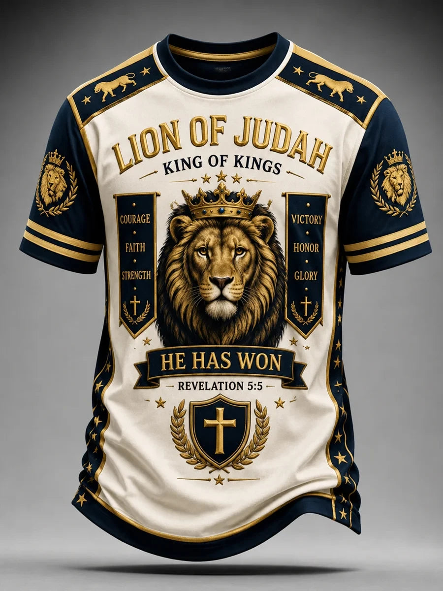 Lion Of Judah King Of Kings T-Shirt Religious Christian Tee Gift Ideas For Him - Merchluma