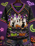 Halloween Dog Trick Or Treat V-Neck T-Shirt Cute Halloween Apparel Gift For Animal Lovers - Merchluma