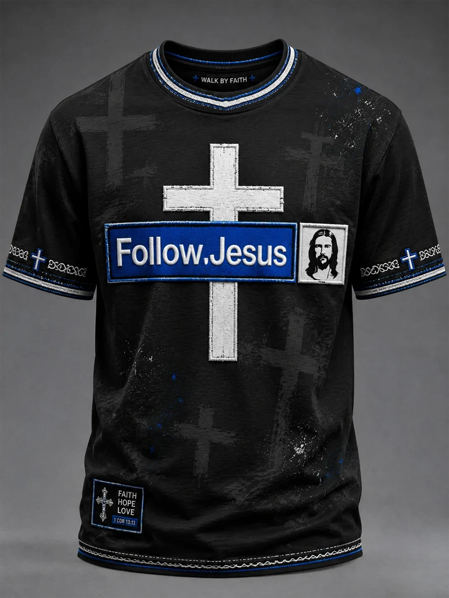 Walk By Faith Follow Jesus Faith Hope Love T-Shirt Christian Faith Shirt Best Gifts For Men - Merchluma