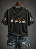 Halloween Ghost Bat V-Neck Shirt Trick Or Treat Shirt Best Halloween Gifts For Her - Merchluma