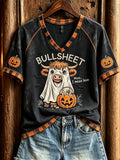 Halloween Highland Cow Bullshet V-Neck Shirt Moo I Mean Boo Shirts Cute Halloween Gifts - Merchluma