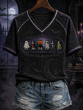 Halloween Just A Spooky Terrier Printed V-Neck T-Shirt Halloween Outfits Dog Mom Gifts - Merchluma
