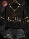 Halloween Just A Spooky Terrier V-Neck T-Shirt Cute Halloween Outfit Gift for Dog Lovers - Merchluma