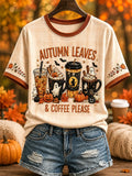 Autumn Leaves Coffee Please T-Shirt Autumn Halloween Shirt Gifts For My Wife - Merchluma