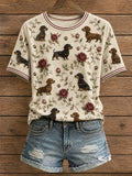 Dachshunds And Roses T-Shirt Dog Floral Shirt Gifts Ideas For Sister - Merchluma
