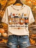 Autumn Leaves And Coffee Please T-Shirt Autumn Halloween Tee Unique Gifts For Her - Merchluma