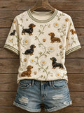 Dachshunds And Daisies T-Shirt Dog Lover Merch Gifts For Your Wife - Merchluma