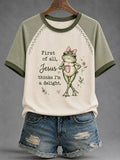 First Of All Jesus Thinks I'm A Delight T-Shirt Frog Cute Tee Outfits For Her - Merchluma