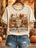 Autumn Leaves Coffee Please T-Shirt Autumn Halloween Shirt Top Apparel Gift - Merchluma
