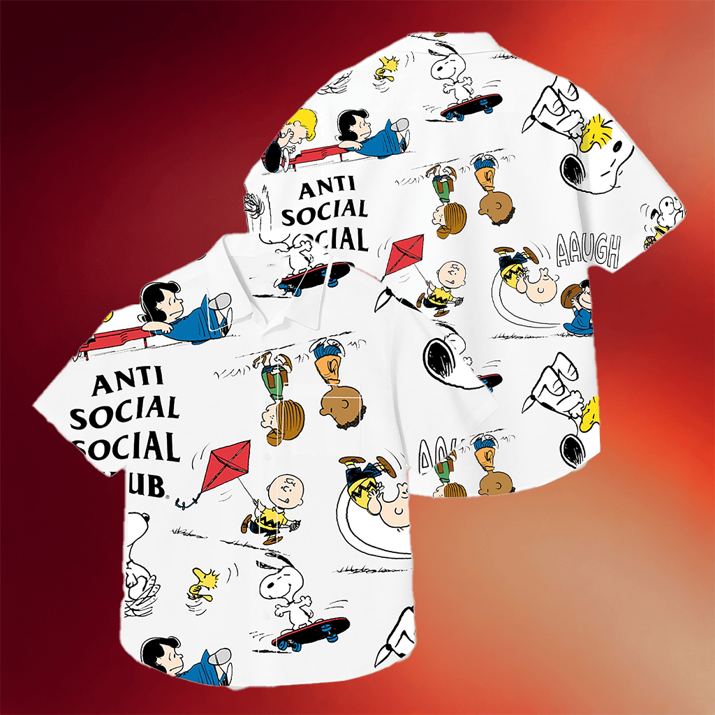 Anti Social Social Club Merch ASSC X Peanuts Button Up Shirt Great Gifts For Him - Merchluma
