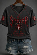 The Spider Taketh Hold With Her Hand V-Neck Shirt Bible Clothing Faith Based Gift For Women - Merchluma
