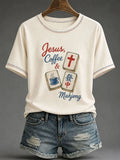 Jesus Coffee Mahjong T-Shirt Religious Game Tee Meaningful Gifts For Wife - Merchluma