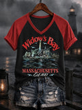 Widow's Bay Massachusetts Est 1681 V-Neck Shirt Halloween Outfits Gift For Horror Lovers - Merchluma