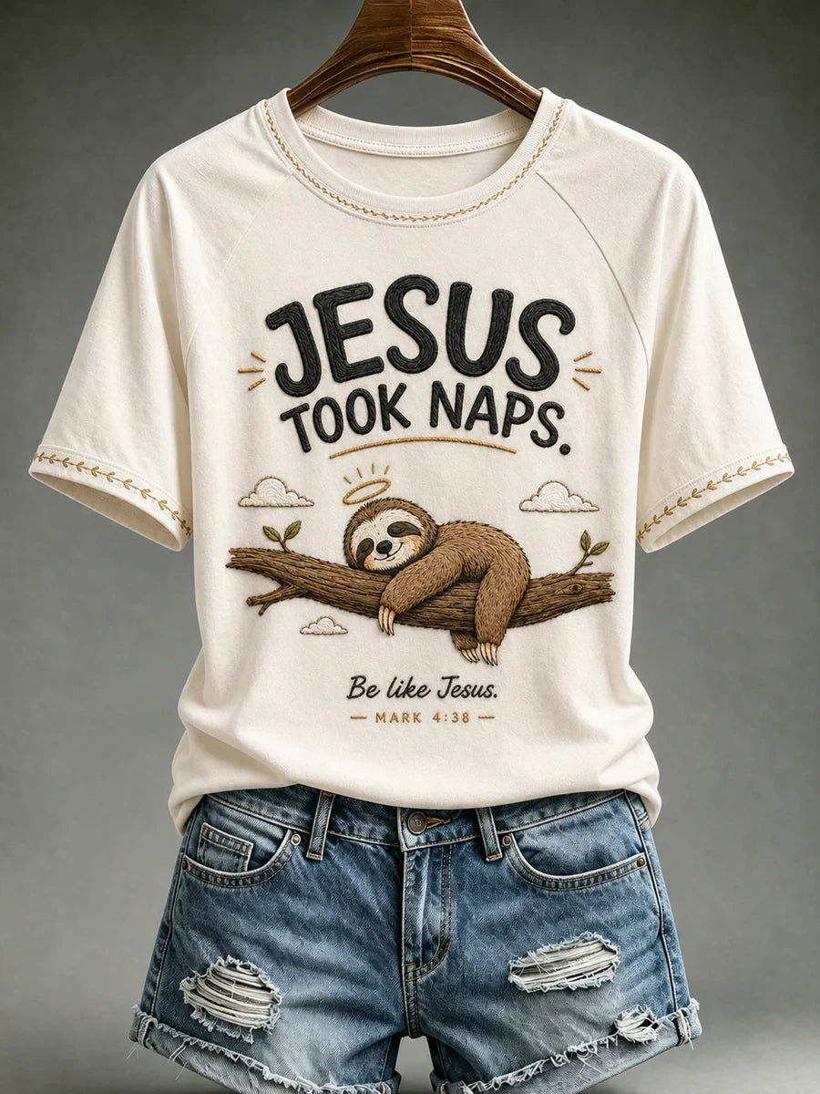 Jesus Took Naps Be Like Jesus T-Shirt Christian Sloth Tee Cute Apparel Gift - Merchluma