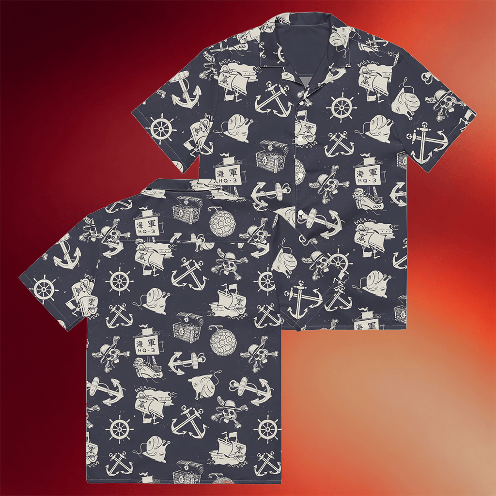 Netflix One Piece Merch 2026 Sea Pattern Button Up Shirt Birthday Presents For Boyfriend - Merchluma
