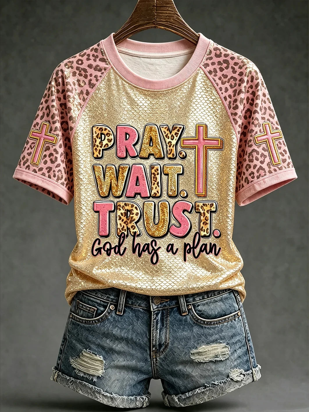 Pray Wait Trust God Has A Plan T-Shirt Christian Faith Merch Gifts Ideas - Merchluma