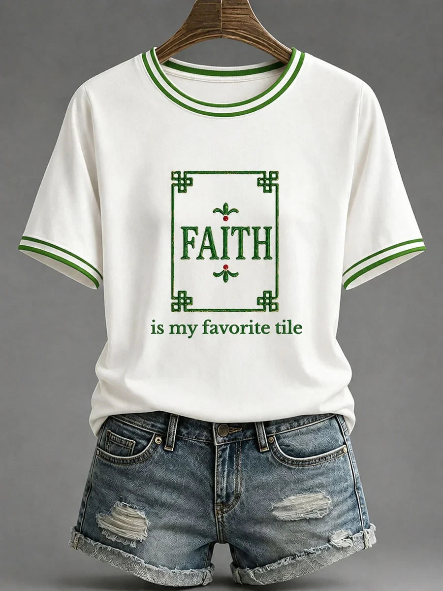 Faith Is My Favorite Tile T-Shirt Faith Religious Shirt Gifts For Your Wife - Merchluma