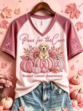 Paws For The Cure Breast Cancer Awareness Dog Print V-Neck Shirt Fall Apparel Dog Lover Gifts - Merchluma
